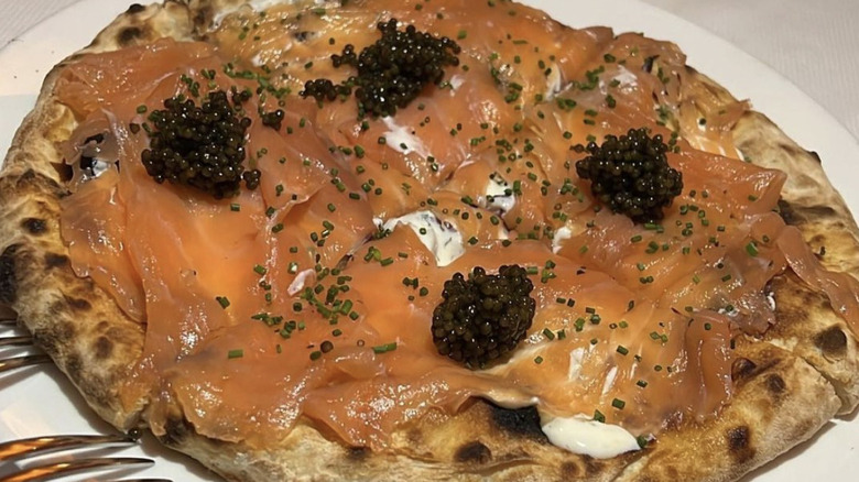 Spago smoked salmon pizza