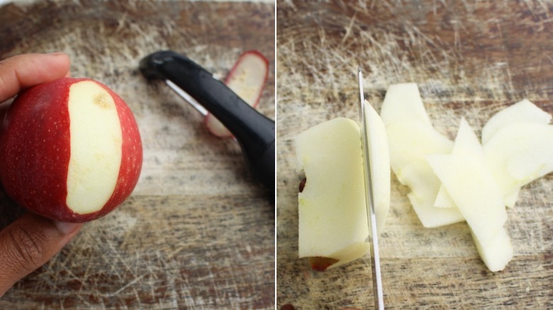 slicing apples