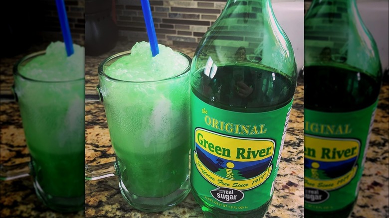 Green River with mixed iced drink