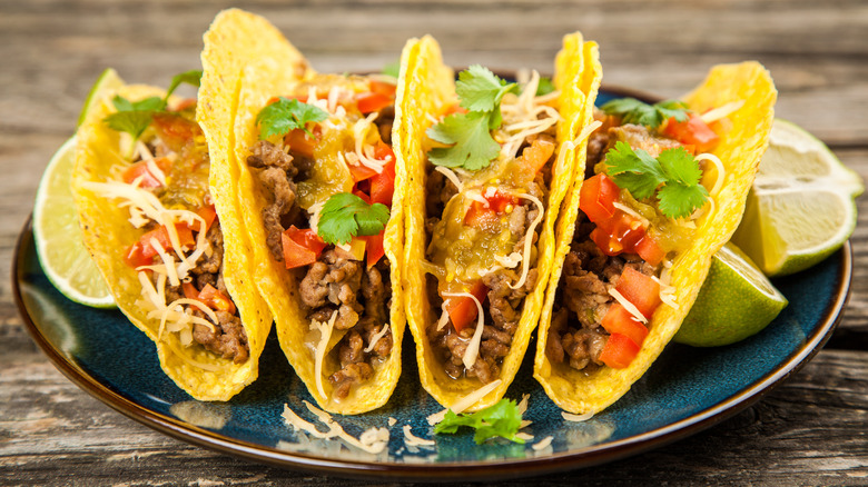 Hard-shell tacos with beef
