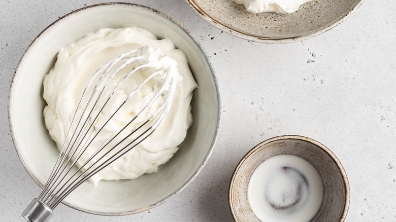 Whipped cream with whisk