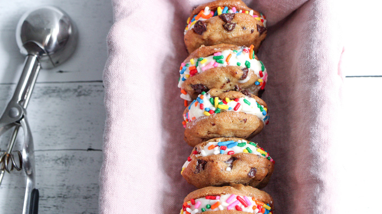 Mini Ice Cream Sandwich Recipe cookies stacked 