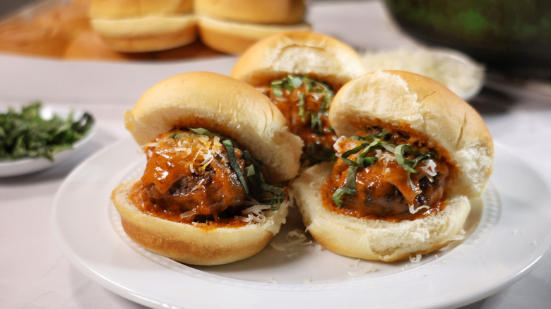 meatball sub bites on plate