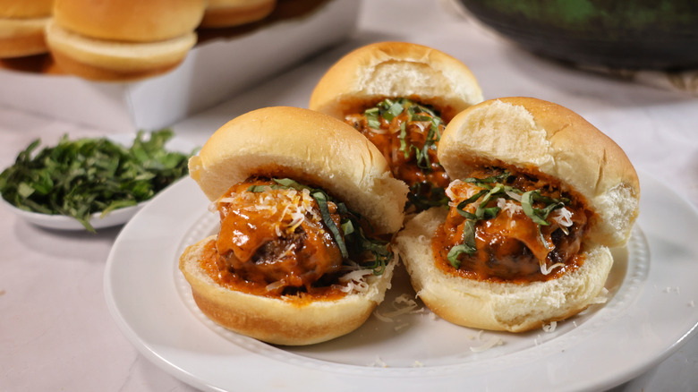 meatball sub bites on plate