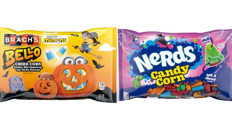 Bags of Minions and Nerds candy corn