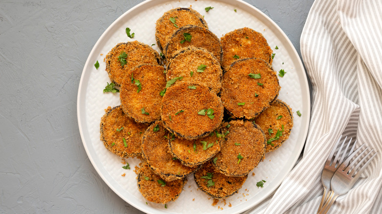 sliced breaded and fried eggplant 