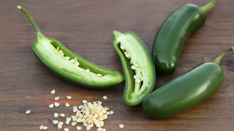 jalapeño pepper cross-section with seeds