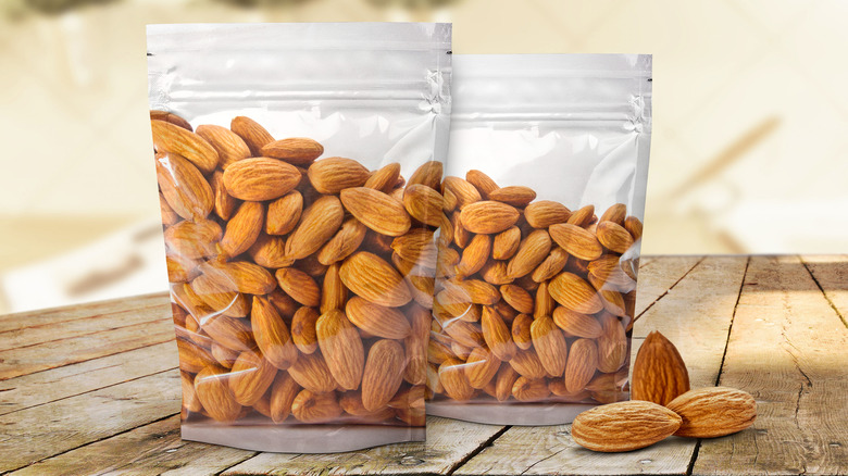 Almonds in sealed bag