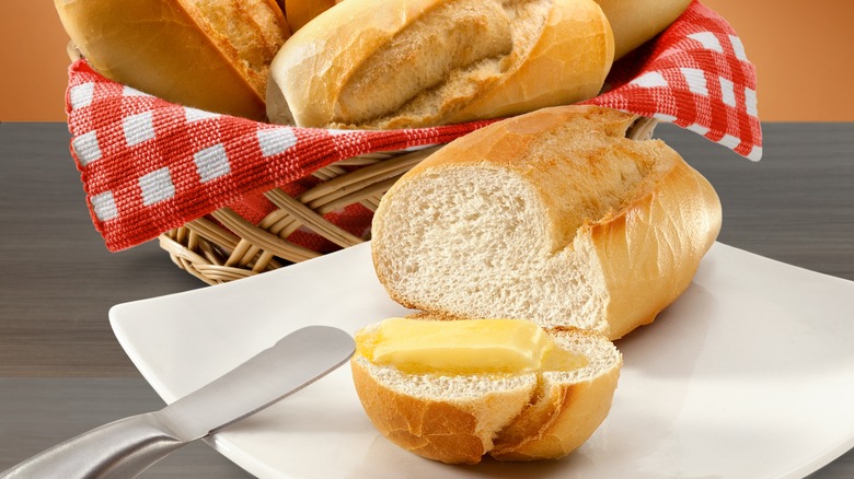 butter melting on bread slice
