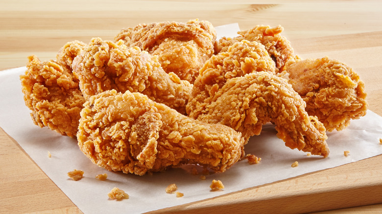 fried chicken on cutting board