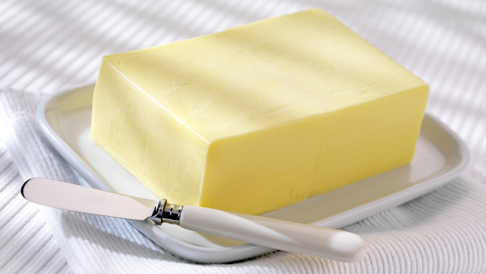 Butter on plate with knife