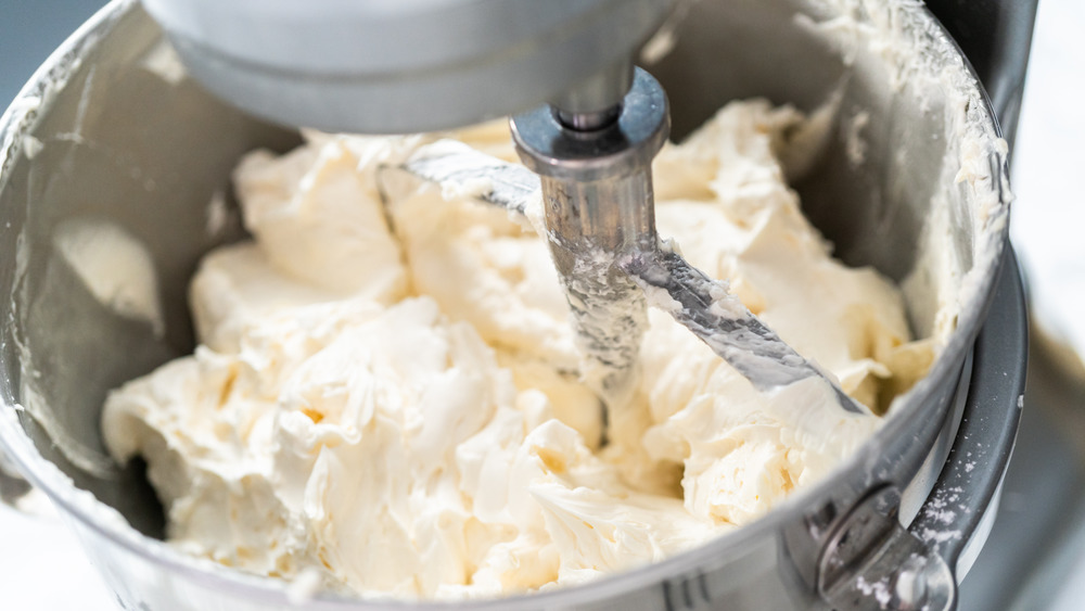 Creamed butter in mixing bowl