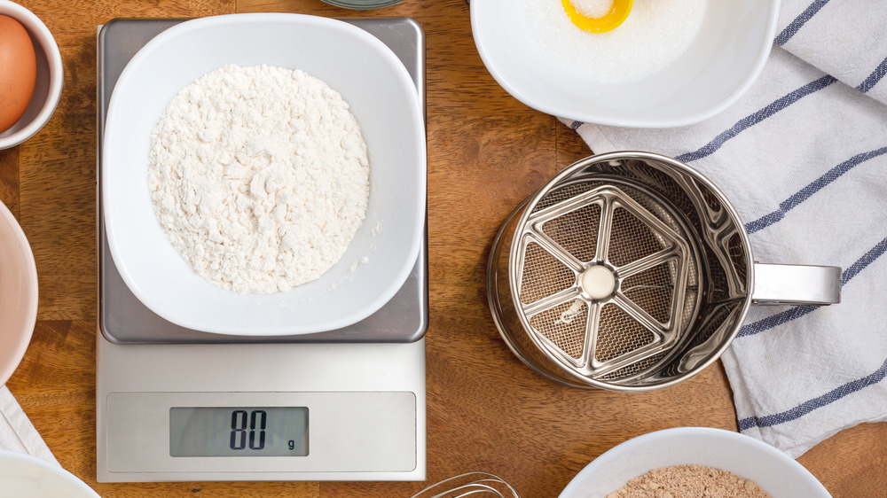 flour on scales