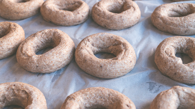 bagels proofing on tray