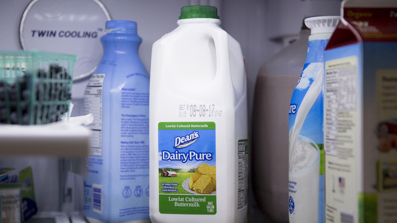 Half gallon of buttermilk in refrigerator 