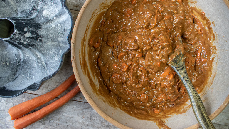 carrot cake batter in bowl