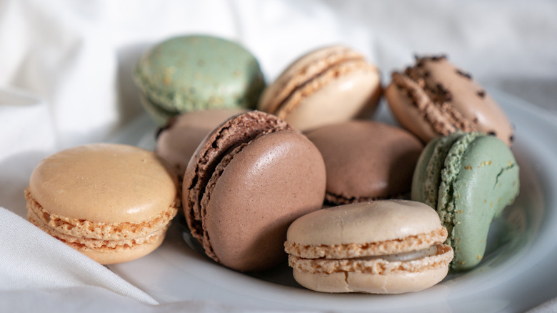 plate of fresh baked macarons