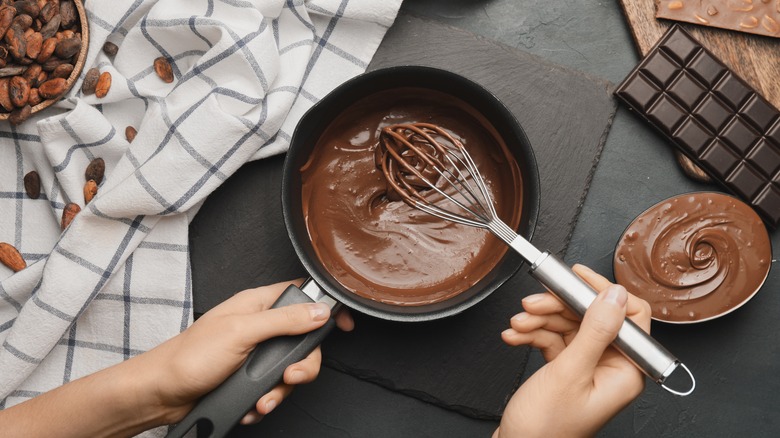 whisking melted chocolate