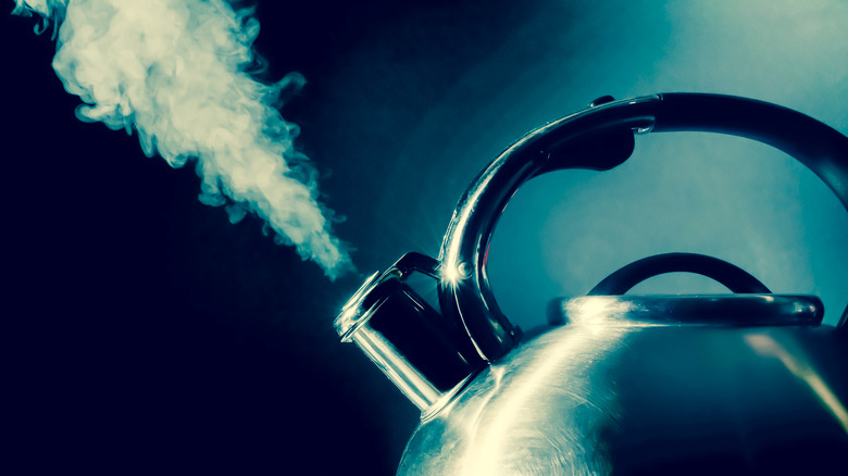 Tea kettle giving off steam