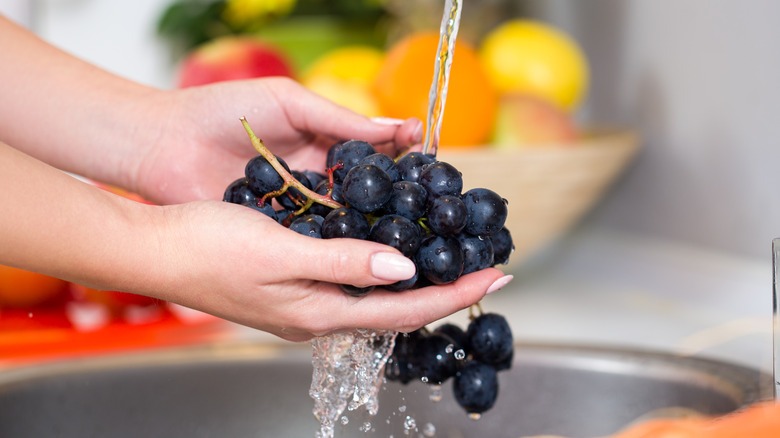 washing grapes