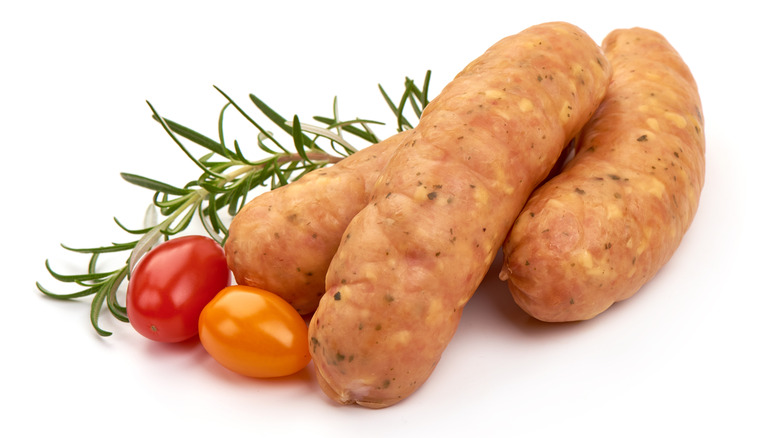 Sausages with rosemary and grape tomatoes