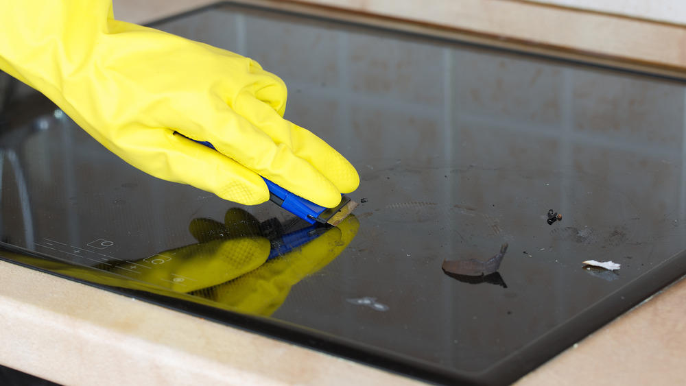 scraping stain on glass stovetop