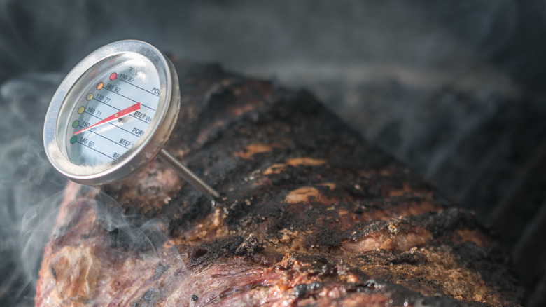 Grilled meet with thermometer