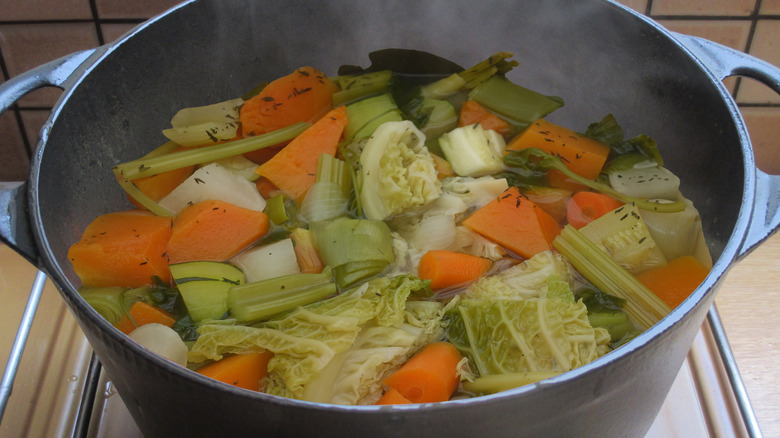 vegetables simmering in pot