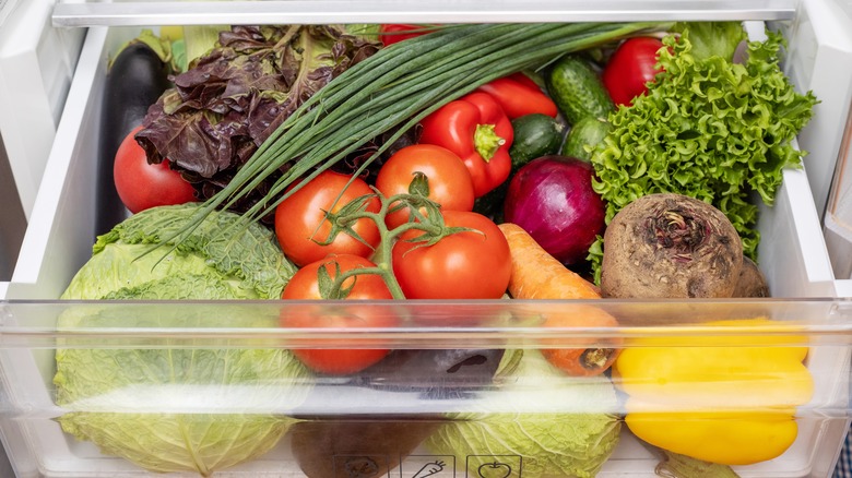 vegetables in crisper drawer