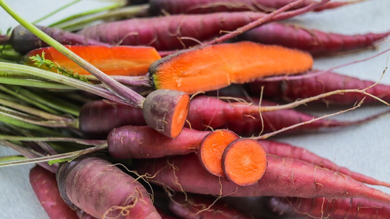 chopped carrot with core visible