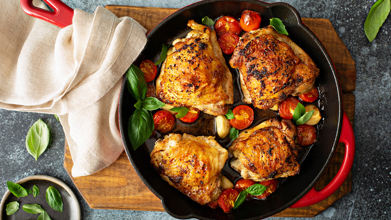 Chicken thighs with vegetables