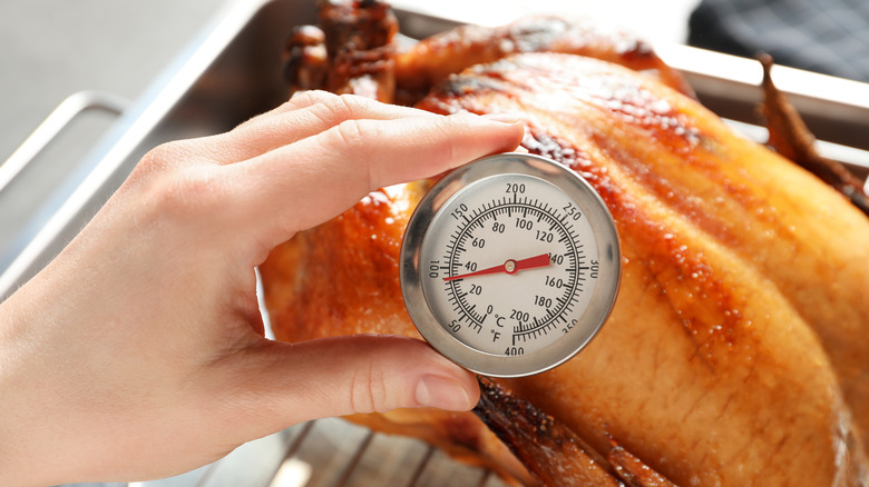 Whole chicken with meat thermometer