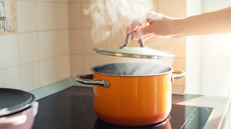 Boiling water on a stove