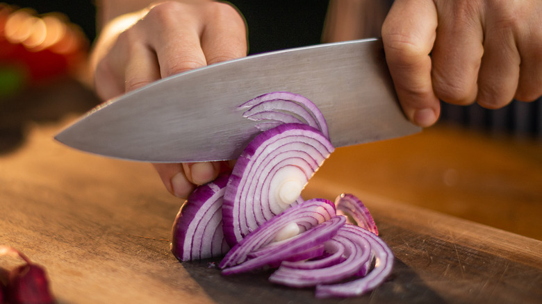 chopping onion