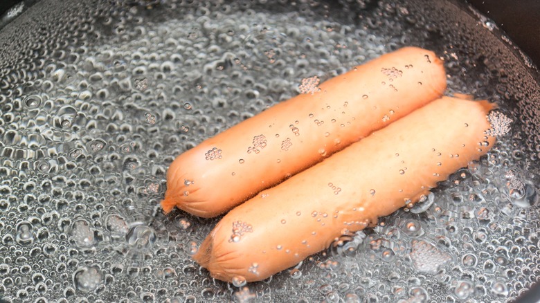 boiling hot dogs in water