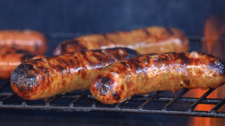 bratwurst on a grill