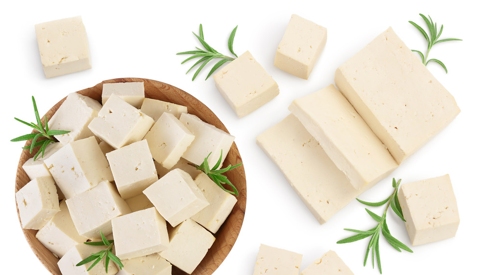 diced blocks of tofu