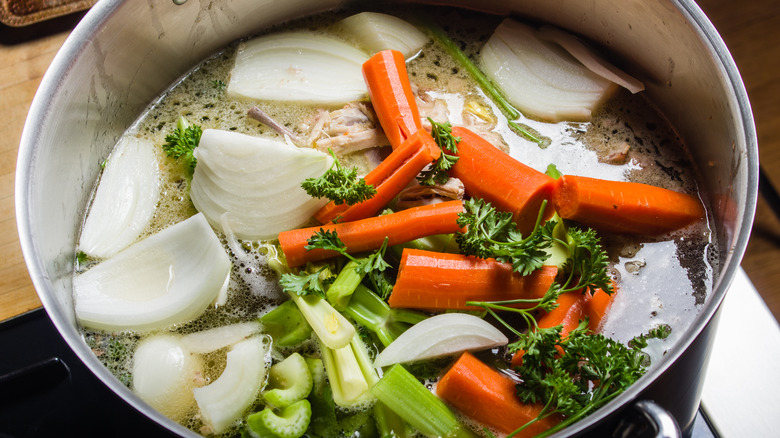 Vegetable stock simmering