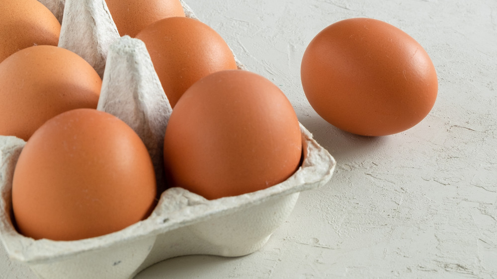 brown eggs in cardboard case