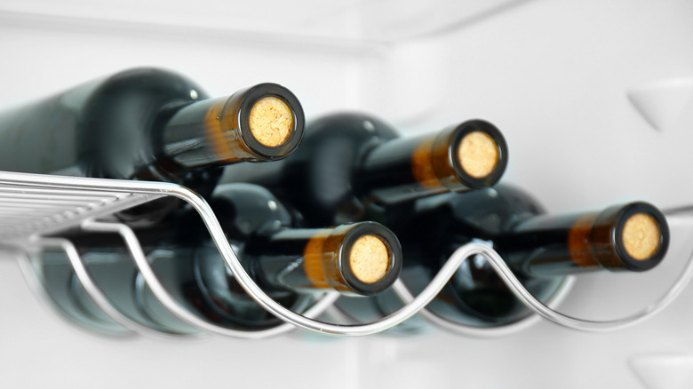 wine bottles in fridge