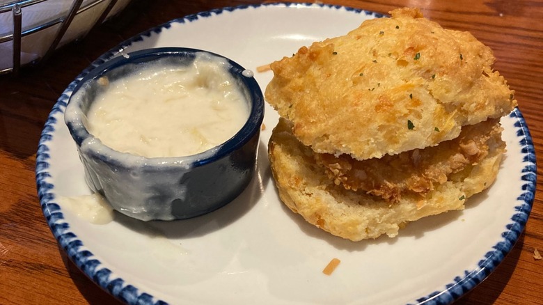 Cheddar Bay slider on plate