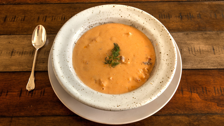 lobster bisque in bowl
