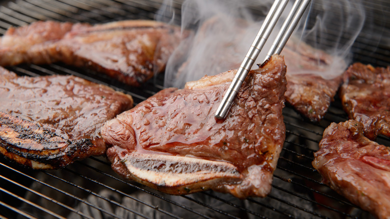 Pork belly on a grill 