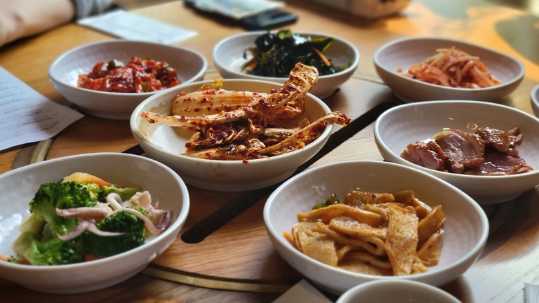 Side dishes at Korean restaurant