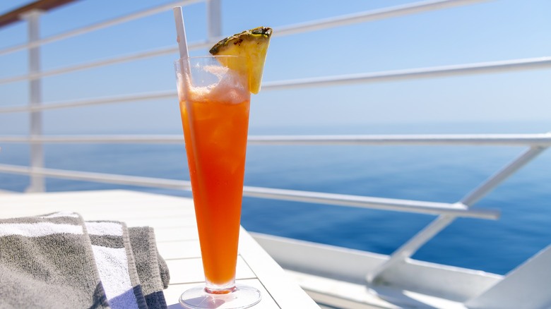 cocktail on cruise ship balcony