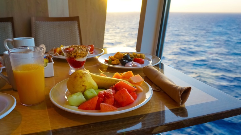 Fruit on cruise ship breakfast table