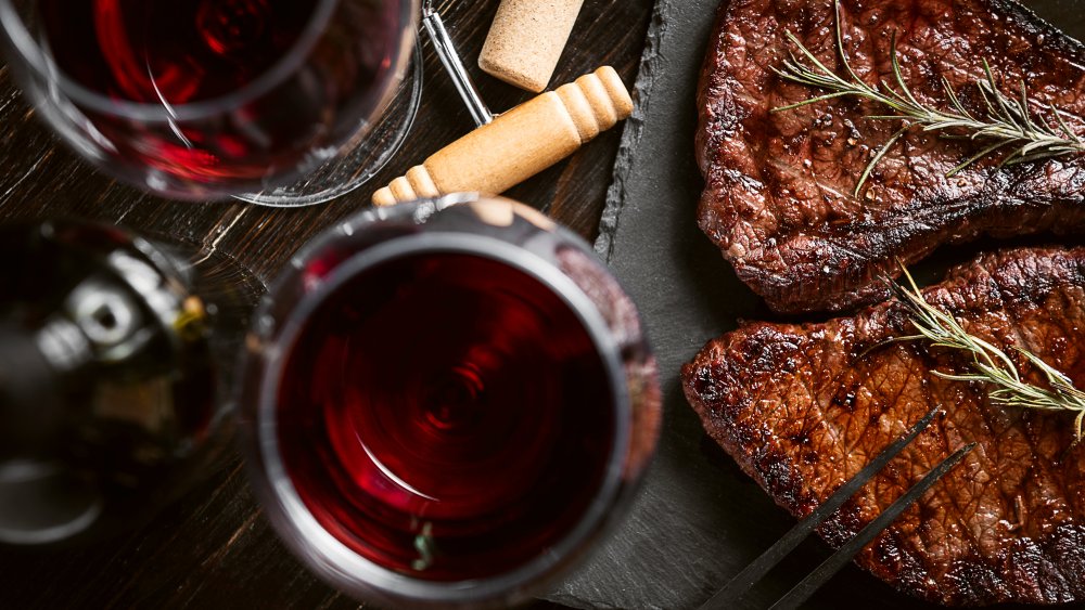 Steak with wine