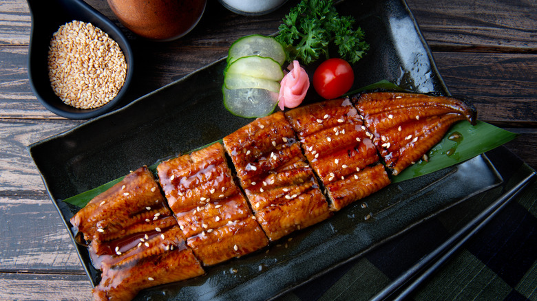 fish on a plate, prepared