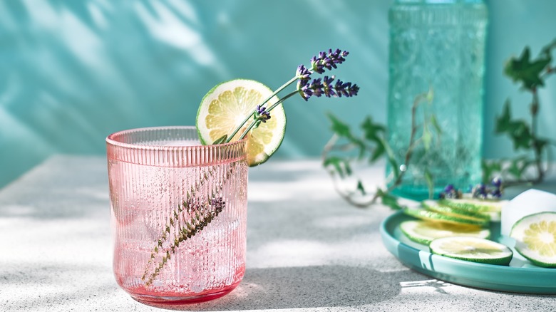 fizzy drink in a pink glass