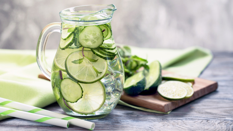 Pitcher of cucumber water